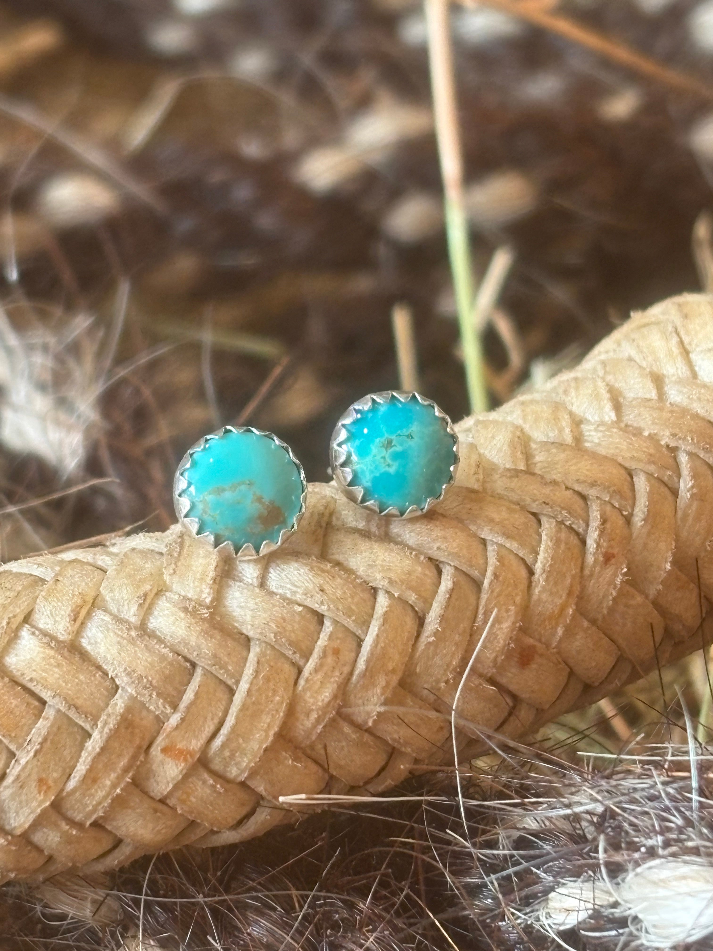 7mm Turquoise Stud Earrings